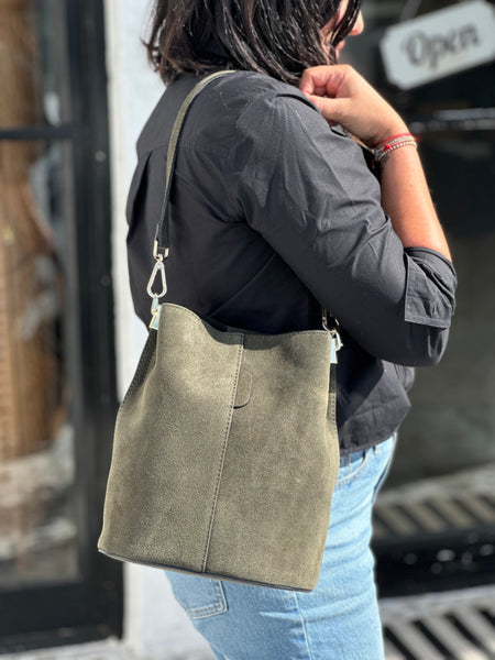 OLIVIA GENUINE LEATHER BUCKET BAG