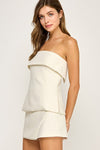 BECCA STRAPLESS PEPLUM TOP