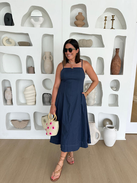 LEAH FLUTED MIDI DRESS