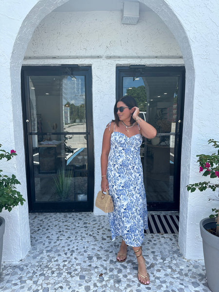 PARISIAN FLORAL MIDI DRESS