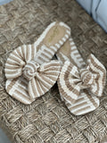 SHIRAH RAFFIA BOW SLIDE SANDAL