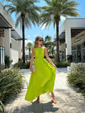 PIERCE LINEN WAIST CUTOUT MAXI