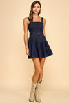 SAYLOR PLEATED DENIM MINI DRESS