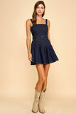 SAYLOR PLEATED DENIM MINI DRESS