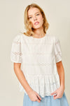 YAMI LACE SCALOP SLEEVE BLOUSE