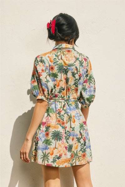 MONACO PUFF SLEEVE SHORT DRESS