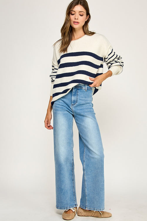 SOPHIE STRIPED KNIT SWEATER