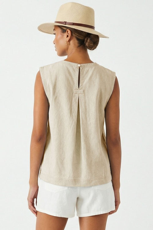 WHITNEY ROUND NECK STITCH DETAIL TOP