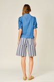 Gaelle Collar Embroidered Denim Button Down Shirt