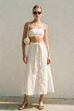 ZORA LINEN BLEND MIDI SKIRT