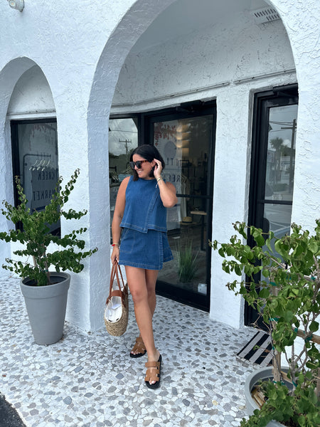 MERCEDES MEDIUM WASH DENIM TOP