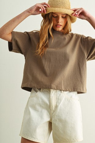 PAISLEY SHORT SLEEVE LINEN BLEND TOP