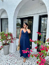 CAPRI TIE BACK LINEN MIDI