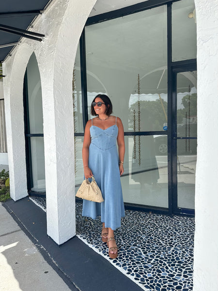 SHERRI LIGHT DENIM MAXI DRESS