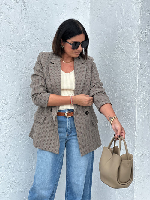 JASMINE PLAID WOVEN BLAZER JACKET