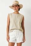 WHITNEY ROUND NECK STITCH DETAIL TOP