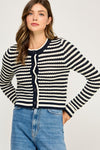 MADDIE TEXTURED STRIPED CROCHET CARDI