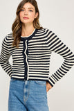 MADDIE TEXTURED STRIPED CROCHET CARDI