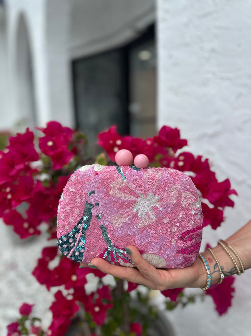 MIRALIA BEADED COIN STYLE CLUTCH