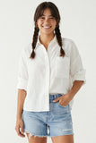 CIARA LINEN BLEND BUTTON DOWN TOP
