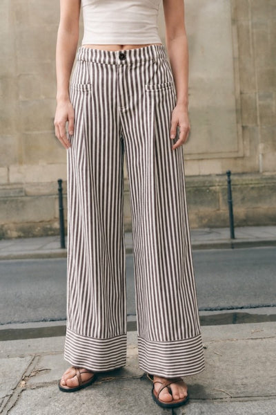 VERTU STRIPED FAUX CUFF PANT