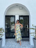 LEMON GARDEN TIERED MIDI DRESS