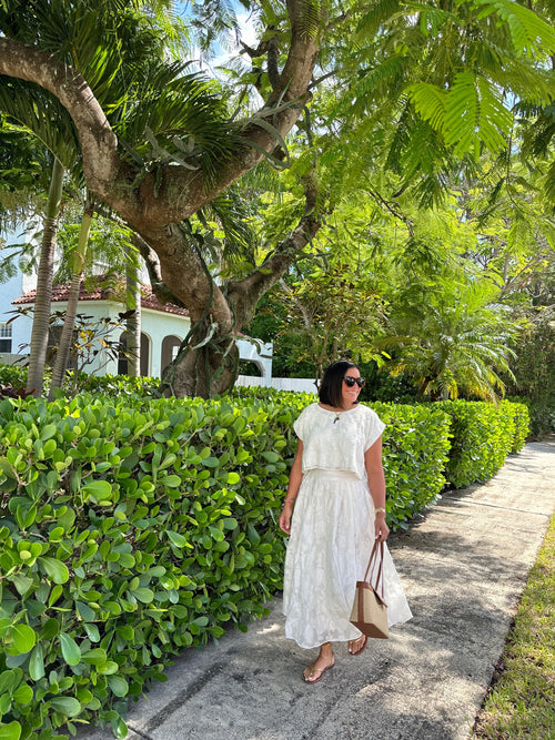 ADDISON FLORAL TEXTURED TOP & MAXI SKIRT SET