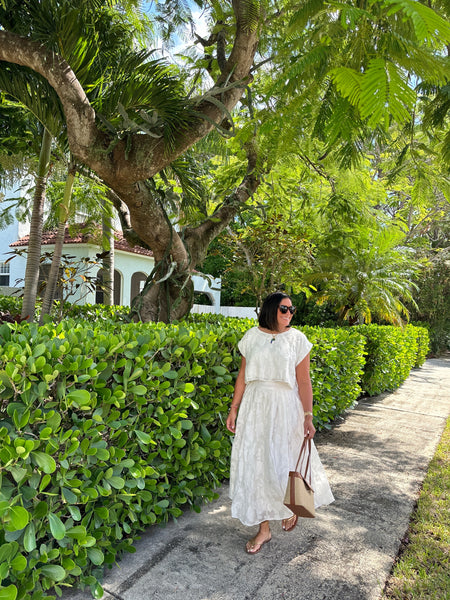 ADDISON FLORAL TEXTURED TOP & MAXI SKIRT SET