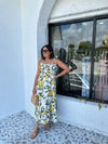 LEMON GARDEN TIERED MIDI DRESS