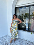 LEMON GARDEN TIERED MIDI DRESS