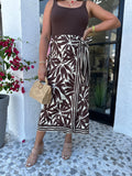 CAPRI FLORAL PRINT LINEN WRAP SKIRT