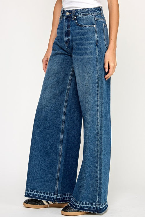 HUNTER RAW HEM WIDE LEG DENIM
