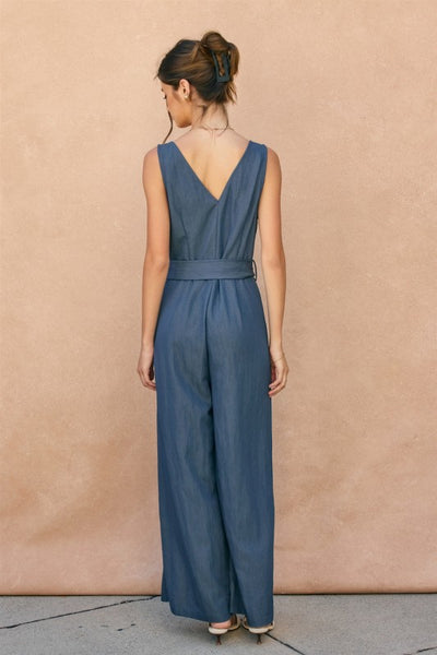 ONYX BUTTON DOWN CHAMBRAY JUMPSUIT