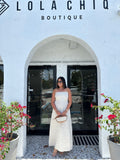 SERAFINA LINEN STRAPLESS MAXI DRESS
