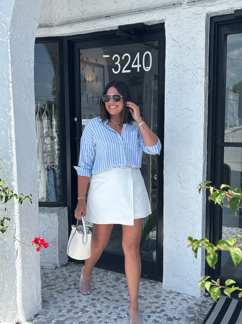 MARILYN LINEN BUTTON DOWN SHIRT