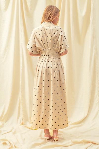 JUNI POLKA DOT SHIRT MIDI DRESS