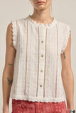 MAGGY SLEEVELESS BUTTON UP BLOUSE