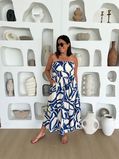 NARA SUNSET STRAPLESS DRESS