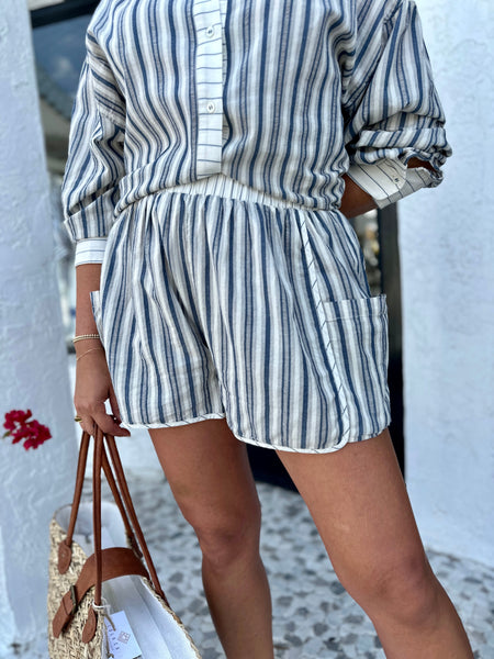 SERENA PINSTRIPE BUTTON DOWN TOP