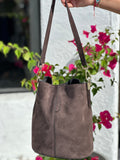 OLIVIA GENUINE LEATHER BUCKET BAG