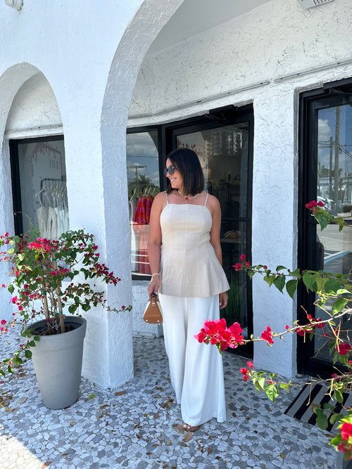 LUNA CREAM COLOR PEPLUM TOP