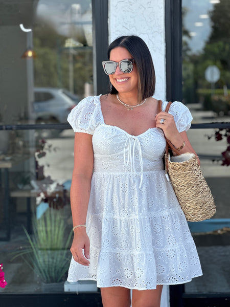 ANELISSE EYELET SWEETHEART DRESS