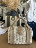 BARCELONA WICKER AND CANVA BAG
