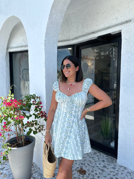 VERITY FLORAL FIT AND FLARE DRESS