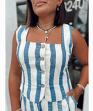 GENOA STRIPED BUTTON DOWN VEST