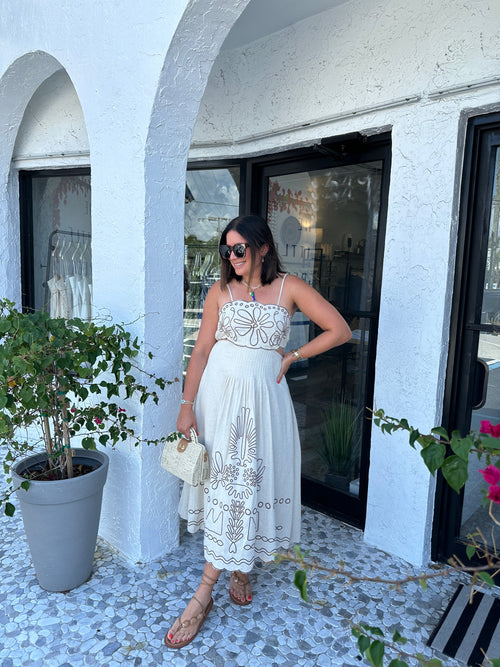 SELENE EMBROIDERED DETAIL MIDI DRESS