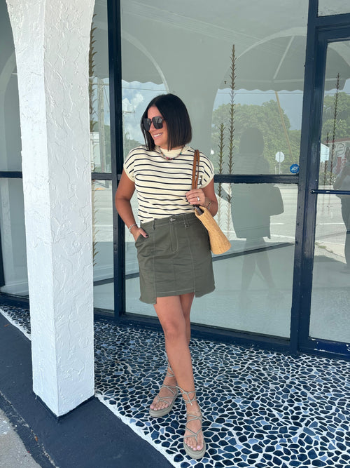 KENDALL OLIVE MINI SKIRT