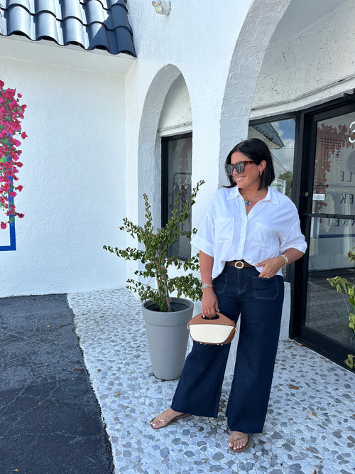 JAZLIN LINEN BUTTON UP TOP