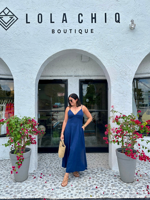 CAPRI TIE BACK LINEN MIDI