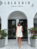 ECRU FRILL COLLAR MINI DRESS